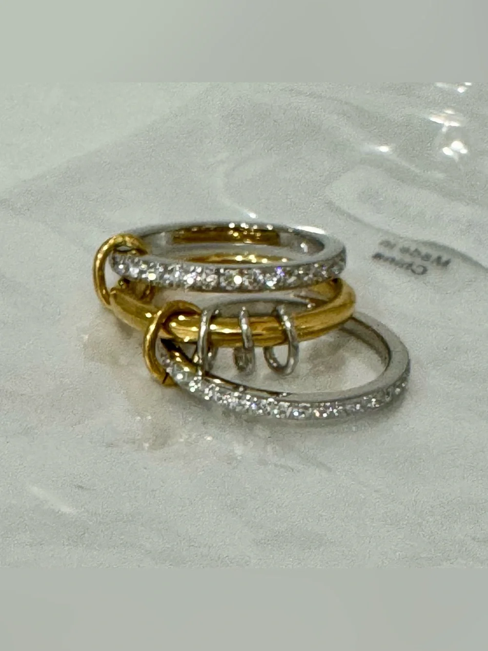 NEW💍✨Two-Tone Crystal Interlocking Statement Ring Size 8